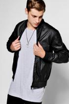 Boohoo Black Rubberised Faux Leather Bomber Jacket Black