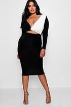 Boohoo Plus Saffron Colour Block Twist Midi Dress