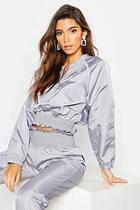 Boohoo Shirred Crop Shell Suit Top