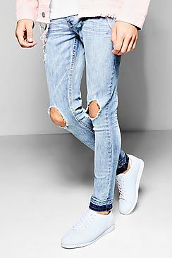 Boohoo Light Blue Super Skinny Ripped Knee Jeans