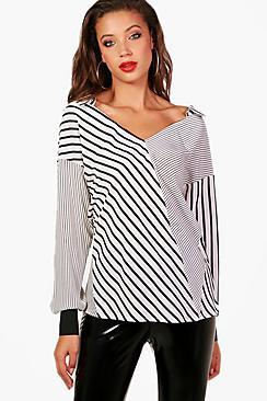 Boohoo Tall Holly Mixed Stripe Shirt