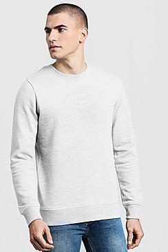 Boohoo City Print Crew Neck Sweater