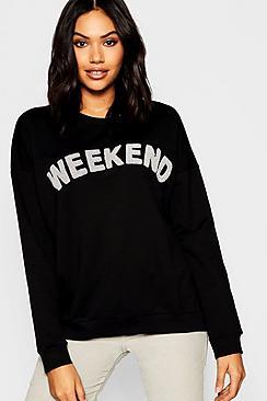 Boohoo Applique Slogan Sweater