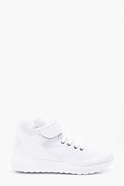 Boohoo Mesh High Top Trainer With Stripe Detail
