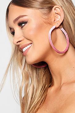 Boohoo Pink Velvet Hoop Earrings