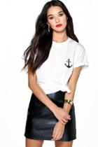 Boohoo Annabelle Anchor Print T-shirt White