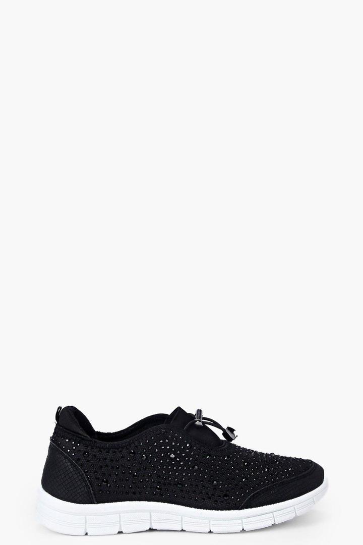 Boohoo Sophie Diamante Toggle Trainer Black