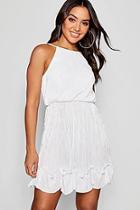 Boohoo Florence Pleated Detail Skater Dress