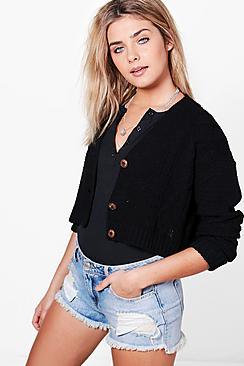 Boohoo Amelia Cropped Cable Cardigan