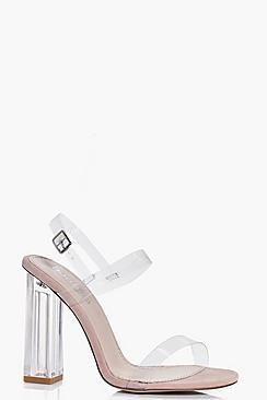 Boohoo Clear Block Two Part Heels
