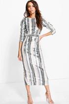 Boohoo Boutique Lottie Striped Sequin Midaxi Dress Multi