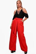 Boohoo Plus Tie Waist Wide Leg Woven Trouser