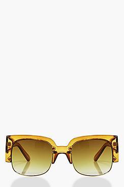Boohoo Felicity Oversized Cut Out Brown Fashion Glasses