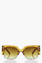 Boohoo Felicity Oversized Cut Out Brown Fashion Glasses
