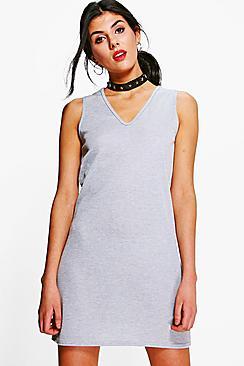 Boohoo Taylor Fine Rib V-neck Shift Dress