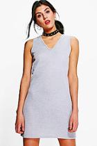 Boohoo Taylor Fine Rib V-neck Shift Dress