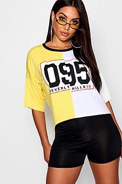Boohoo Spliced Cropped T-shirt