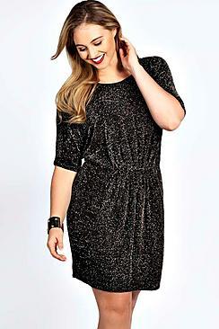 Boohoo Plus Zoe Shimmer Batwing Dress