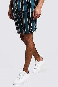 Boohoo Wide Stripe Viscose Short