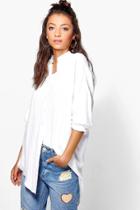 Boohoo Tall Kayla Linen Look Oversized Shirt White
