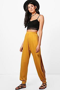 Boohoo Highwaist Side Split Hareem Trousers