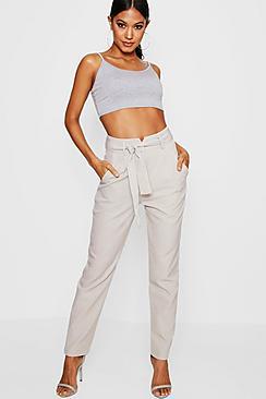 Boohoo Tie Waist Tailored Slim Fit Trouser