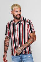 Boohoo Vertical Stripe Short Sleeve Revere Shirt