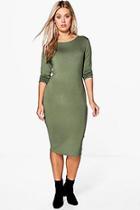 Boohoo Plus Annie Long Sleeve Midi Bodycon Dress