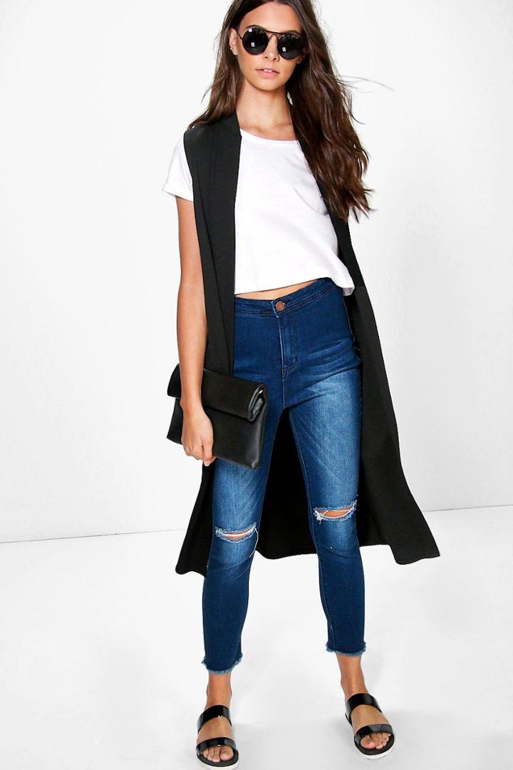 Boohoo Alice Sleeveless Duster Black