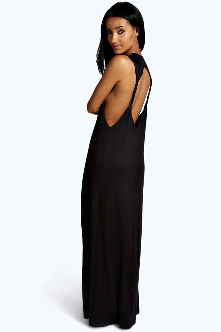 Boohoo Lola Twist Back Detail Maxi Dress Black