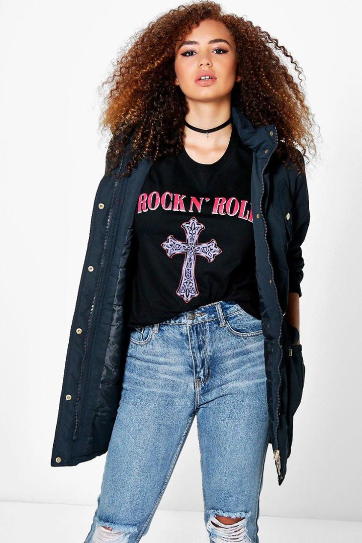 Boohoo Plus Shauna Parka With Adjustable Waist Navy