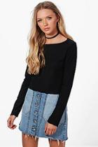 Boohoo Nicola Frill Edge Rib Knitted Top