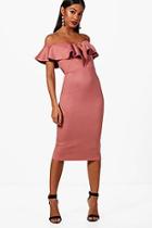 Boohoo Ring Detail Suedette Midi Dress