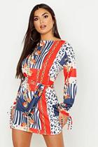 Boohoo Nautical Chain Print Slash Neck Shift Dress