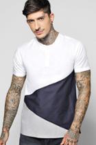 Boohoo Colour Block Shirt With Jersey Panel White