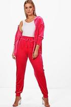 Boohoo Plus Zip Front Hooded Velvet Sweatsuit