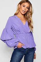Boohoo Rouched Sleeve Shirt