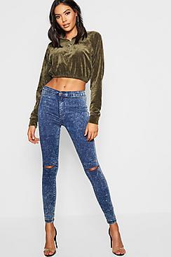 Boohoo High Rise Rip Disco Jeans