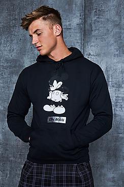 Boohoo Disney Mickey 'oh Man' Slogan Print Hoodie