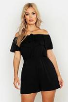 Boohoo Plus Bardot Tie Detail Playsuit