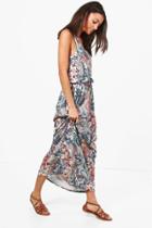Boohoo Tall Elise Paisley Print Twisted Maxi Dress Multi