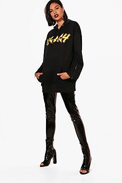 Boohoo Lois Legacy Band Print Oversized Hoody
