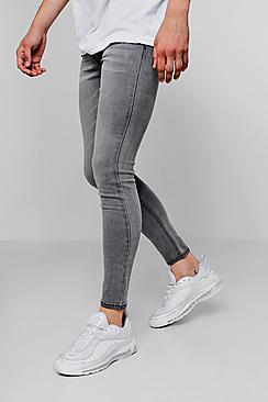 Boohoo Spray On Skinny Jeans In Grey