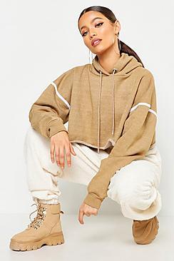 Boohoo Crop Sweat Side Tape Hoody
