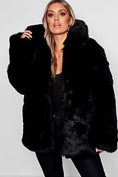Boohoo Plus Panelled Faux Fur Coat