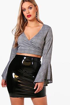 Boohoo Plus Gemma Check Wrap Crop Top