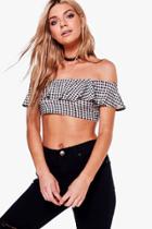 Boohoo Olivia Gingham Off The Shoulder Crop Top Multi