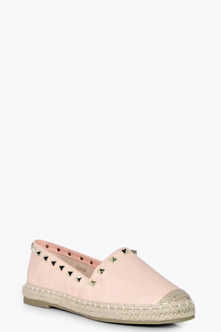 Boohoo Emma Stud Trim Espadrille Flat Pink