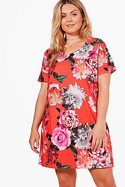 Boohoo Plus Abbie Floral Shift Dress