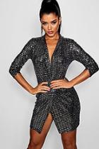 Boohoo Georgia Metallic Blazer Mini Bodycon Dress